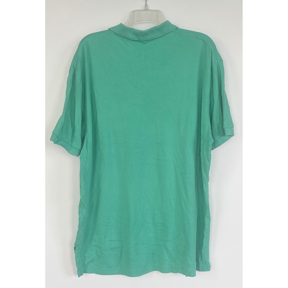 Polo Ralph Lauren Mens Large Green Pique Polo Shirt Purple Pony Short Sleeve - Picture 2 of 9